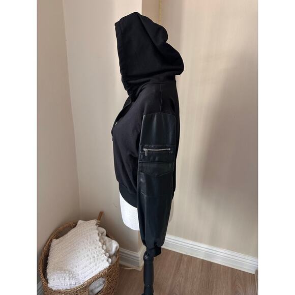 NEW NWT Generation Love Noelle Vegan Leather Combo Sweatshirt size Small - Picture 5 of 8